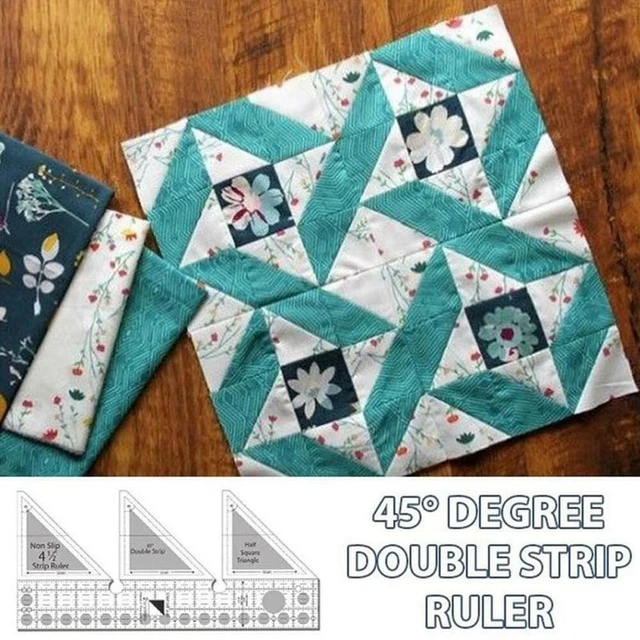 45Degree Double Strip Quilting Patchwork Ruler Template Plastic For-Sewing-Craft