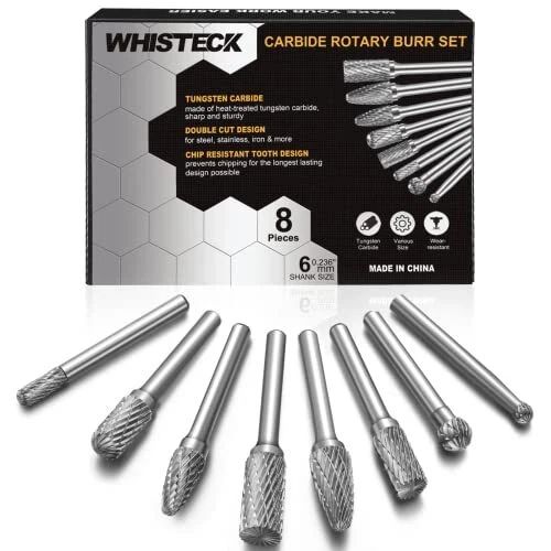 Carbide Burr Set, 8Pcs Double Cut Tungsten Carbide Rotary Burr set, 1/4 inch ...