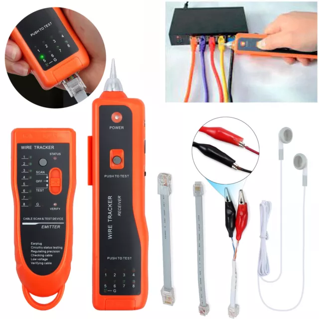 Telephone Network RJ45/11 Cable Wire Probe Tracker Tester Tone Generator Finder