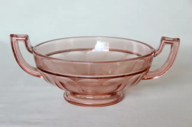 Art Deco Pink Glass Handled 'Noemie' Bowl by Val Saint Lambert