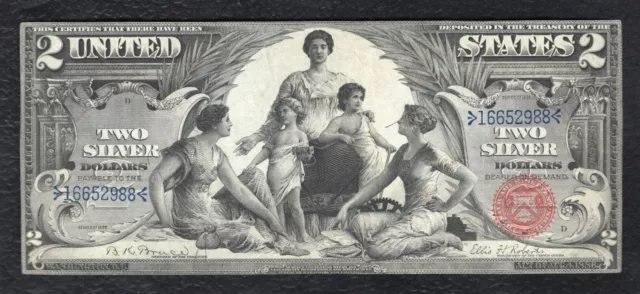 Fr. 248 1896 $2 Two Dollars “Educational” Silver Certificate About Uncirculated
