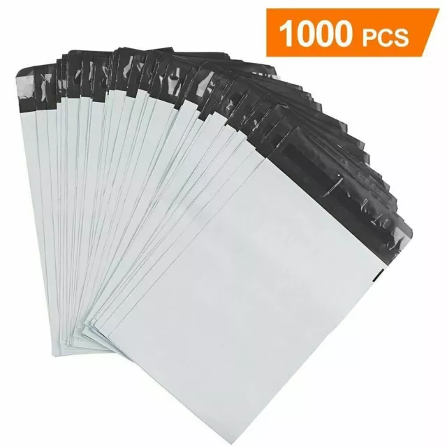 1000 Pcs 6x9 White Poly Mailers Envelopes Plastic Shipping Bags 6” x 9” 2.5 Mil