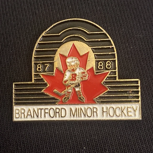 Vintage Brantford minor hockey Canada 87/88 Season Gold Tone & Enamel Pin Badge