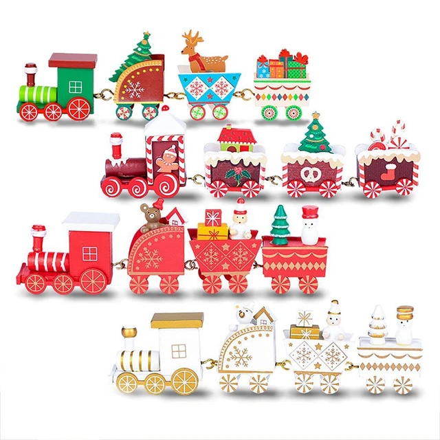 Suministros para fiestas Decoración de Navidad Adornos de tren pequeño Madera