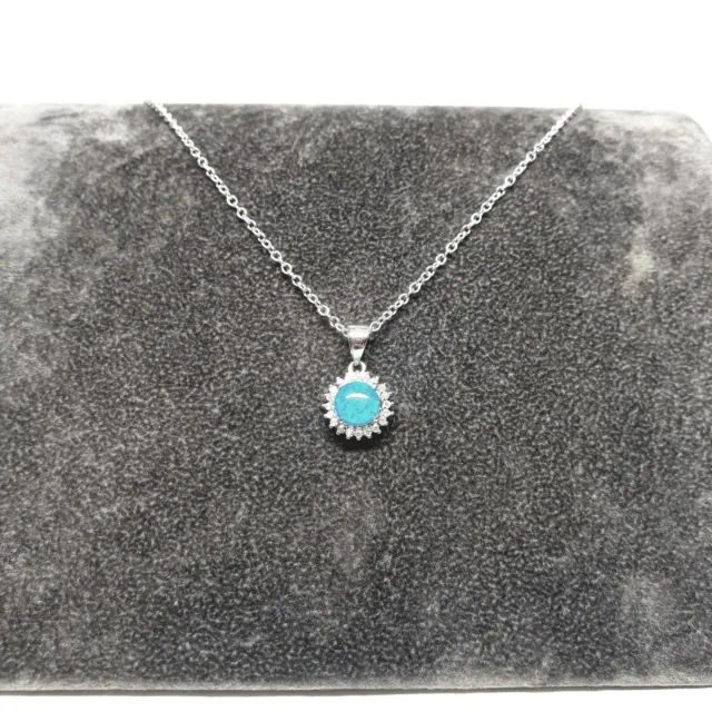 Sterling silver Blue Opal cubic zirconia necklace