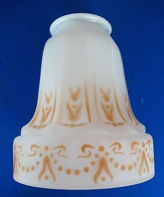 Milk Glass Shade White Opalescent Hand painted Art Deco Style pre 1930's era