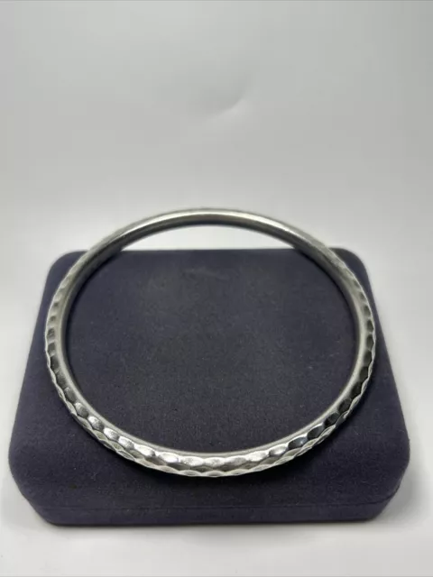 Silpada B1482 Sterling Silver Solid Hammered Round Bangle Bracelet