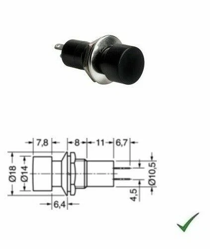 Pulsante Da Pannello NA 12mm – Nero – 220V/250V 4A – Wttelettronica INP6522
