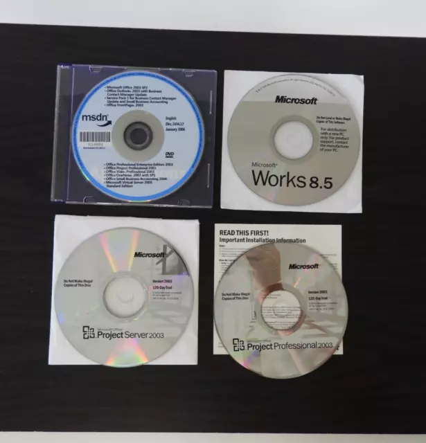 2003 Microsoft Works 8.5 Project Server 2003 120day lic MSDN #2434.32 2006 DVD