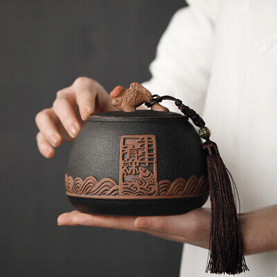 China zisha tea caddy antique style tea canister for loose tea small storage lid