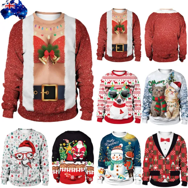 Womens Mens Christmas Ugly Sweater Pullover Jumper Xmas Sweatshirt Tops Unisex