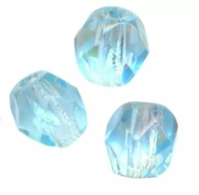 20 PERLES FACETTES DE BOHEME  8 mm AQUAMARINE AB