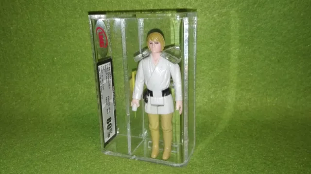 Star Wars Vintage Luke Skywalker brown hair Farmboy 1977 TRI LOGO UKG NO COO