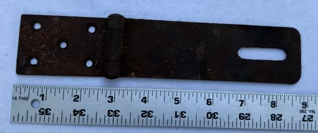 Vintage Rusty Rustic 8.75" Barn Door Hasp Latch Lock Chest Gate Padlock Hinged