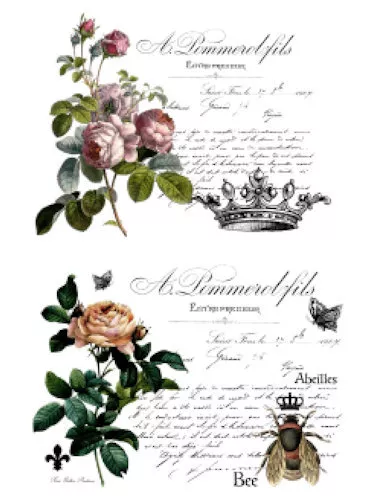 Vintage Image French Flower Labels Furniture Transfers Waterslide Decals MIS635
