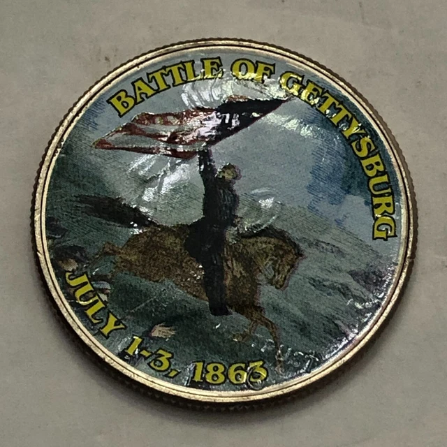 Colorized Kennedy half dollar.CIVIL WAR. BATTLE OF GETTYSBURG. JULY 1-3 1863 #42