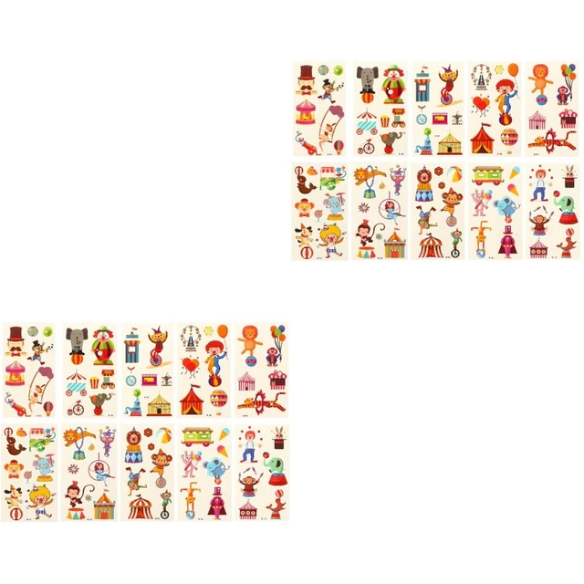 40 Pcs Papier Party-Tattoo-Aufkleber Kind Fake-Tattoo Für Kinder Clown-Tattoo