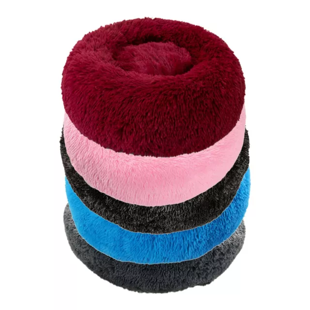 Round Plush Cat Dog Bed Cushion Donut Cuddler Washable Soft Mat Small/Medium Pet
