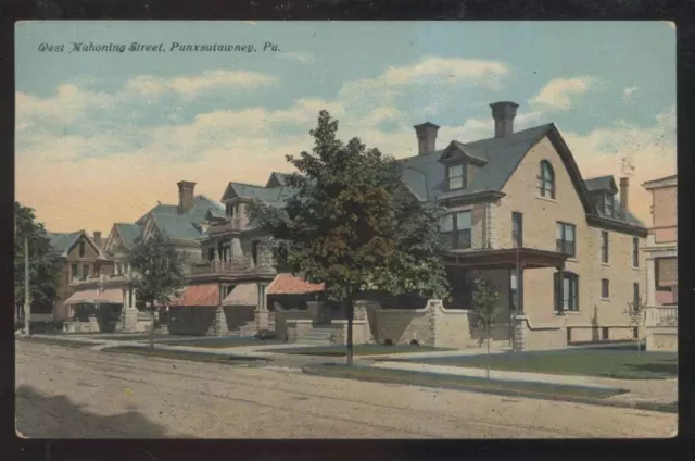 Postcard PUNXSUTAWNEY PA  West Mahoning St Large 2 Story Family House/Home 1907