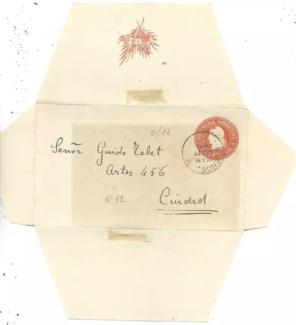 1893 Argentina Postal Stationery Card Cover From Buenos Ayres To Cudad