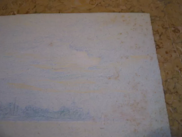 Vtg Antique Début 20th Siècle E Un Trego Charbon Dessin De Paysage 3