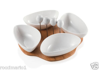 Brandani BRANDANI ANTIPASTIERA CUORI BINCA PORCELLANA C VASSIOIO GIREVOLE 56558 