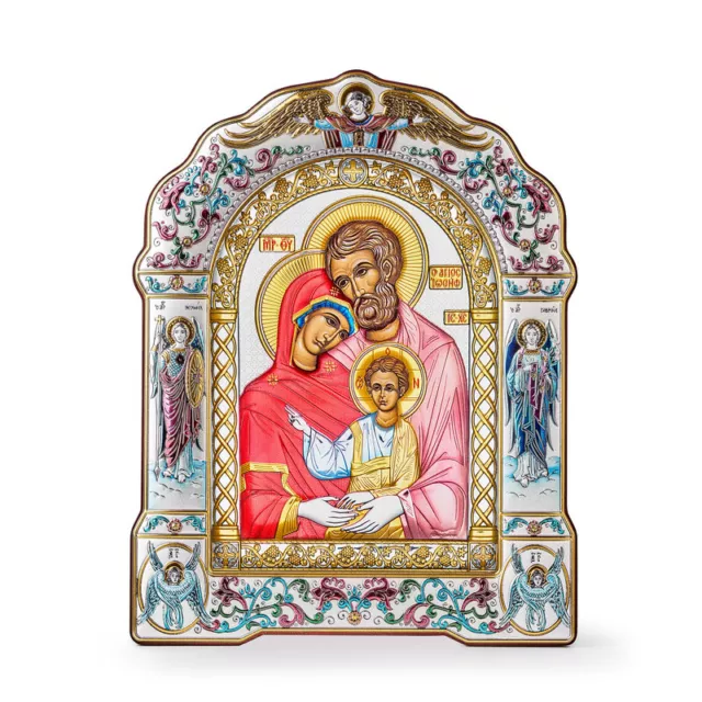 Holy Family Orthodox Handmade Silver Icon 27x34cm; 10,5x13,2"
