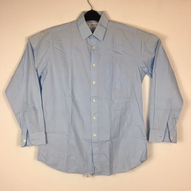 CAMICIA VINTAGE ST MICHAEL da uomo blu chiaro abito slim taglia 15,5 cotone manica lunga
