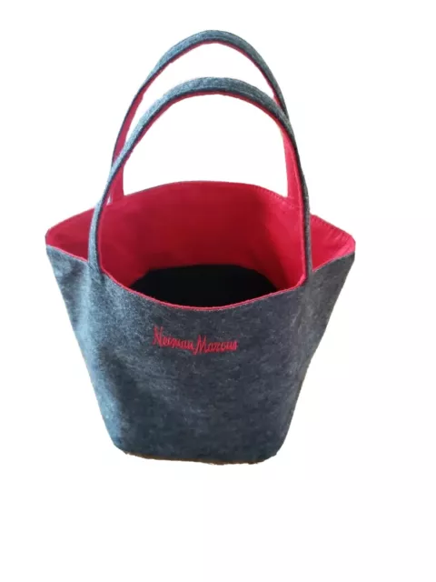 Neiman Marcus Felt Tote Bag Reusable Gym Baby Travel Gray /Red NWOT