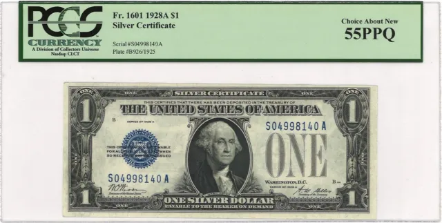 1928A $1 Silver Certificate Fr. 1601 PCGS AU 55 PPQ