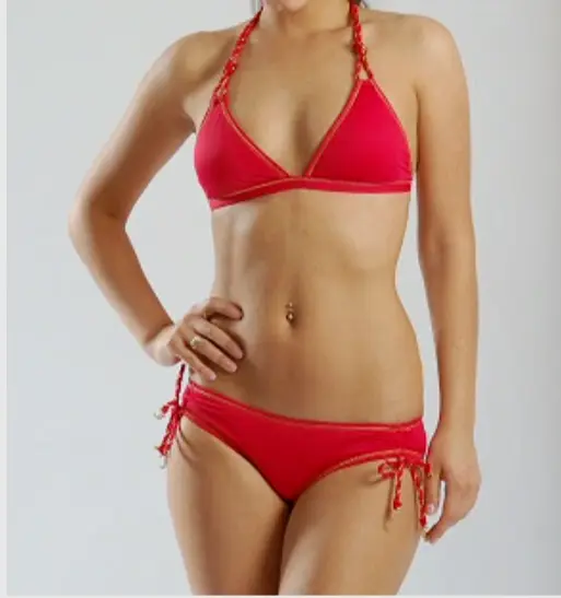 New $ 148. Juicy Couture XS Petite Red Gold String Bikini Swimsuit  X Small P