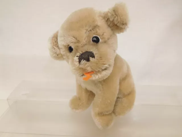 ESF-08607	Älterer Steiff  Hund H:ca.13cm Mohair mit Holzwollstopfung