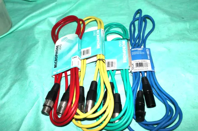 A V S L 3mtr XLR - XLR Microphone cables. 4 colours available