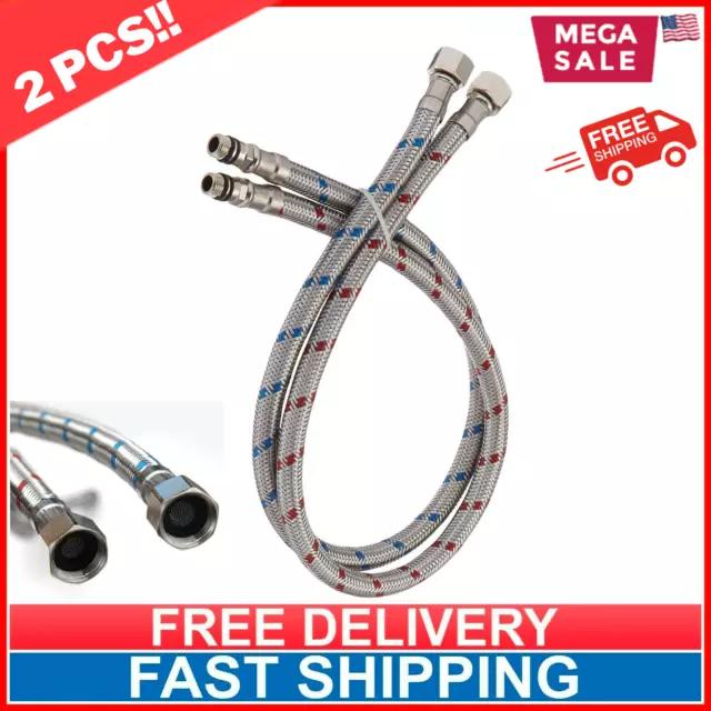 Stainless Steel Braided Faucet Supply Line 24" Faucet Connector Kitchen sink US