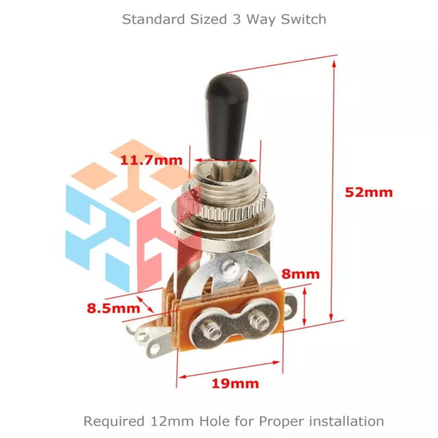 Black Tip 3 Way Switch Pickup Electric Guitar Selector Toggle Les Paul Epiphone 3