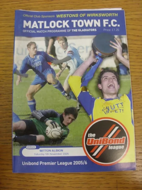 05/11/2005 Matlock Town v Witton Albion  . Footy Progs are pleased to offer this
