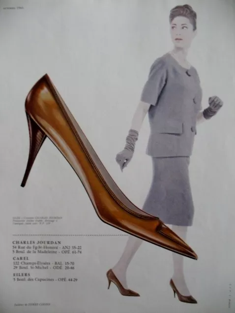 Publicite De Presse Charles Jourdan Chaussure Modele Silex Tailleur Cardin 1960