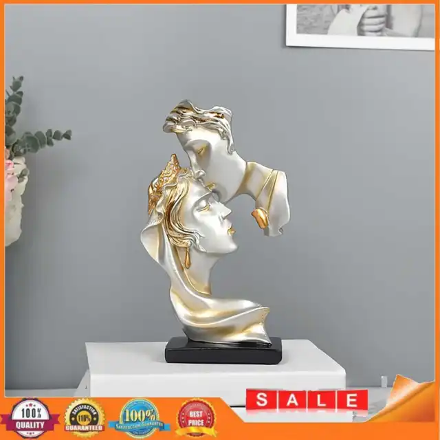 Resin Couple Kissing Statue Home Decor Lover Miniature Figurines for Living Room