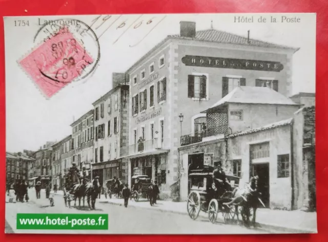 Cp 48 Langogne  Hotel De La Poste Attelage Diligence Publicite Parfait Etat