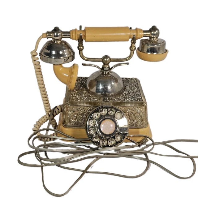 Phne Image VINTAGE RADIOSHACK IMPERIAL Classique Rotary Phone 43-323 Brass Ornate ...