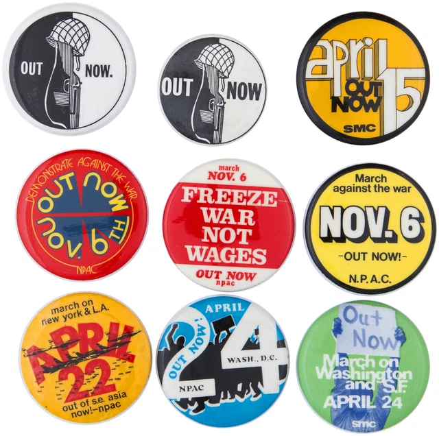 Buttons Protest Rally NINE VIETNAM WAR PROTEST BUTTONS FROM 1960s AND EARLY 70s. EUR 73,55 ...