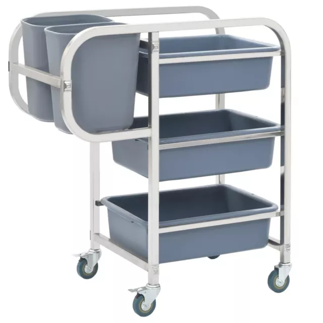 Kitchen Trolley With Plastic Containers Catering Restaurant Rolling Utility Cart