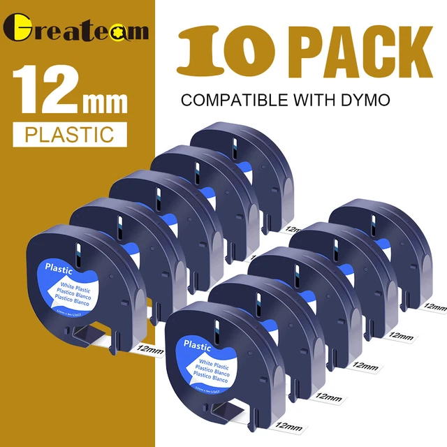 Compatible with Dymo LetraTag Refill White Plastic 91201 Label Tape 12mm LT-100H
