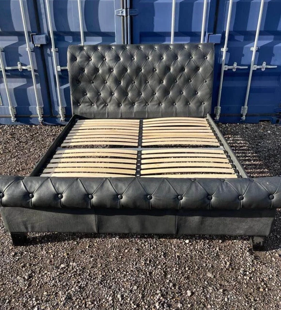 SUPER KING SIZE Black Leather Bed £250.00 PicClick UK