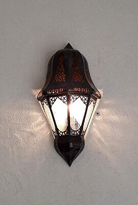 applique murale Marocaine fer ciselé et verre ap1 lampe lustre lanterne 35 cm