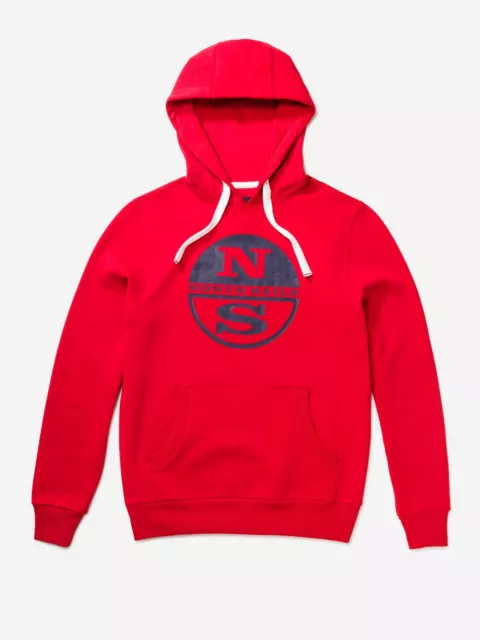 NORTH SAILS felpa con cappuccio 691623 rosso felpa uomo con maxi logo