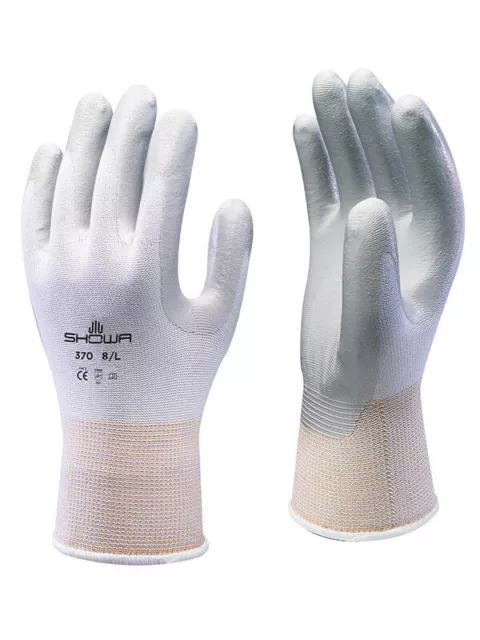 12 Pair - Showa Atlas Fit 370W White Nitrile Gardening Work Gloves-Free Shipping