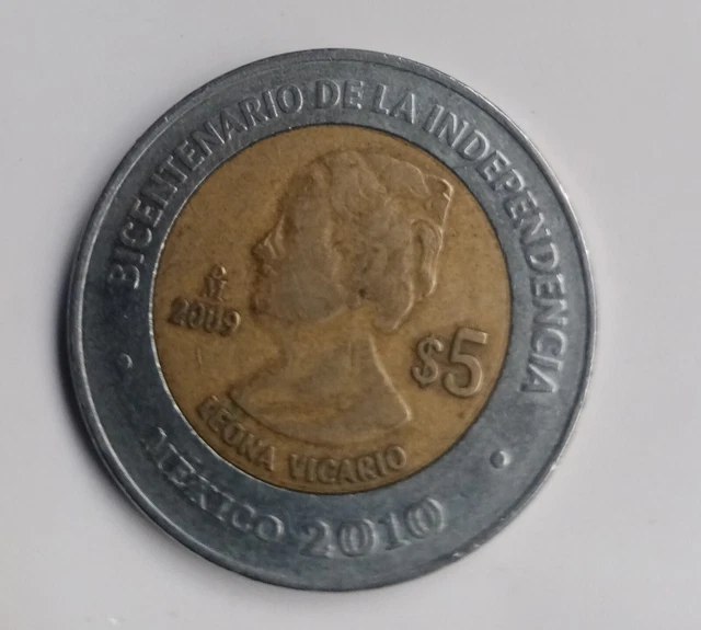 MEXICAN COIN 5 Pesos Leona Vicario Bicentenario De La Independencia