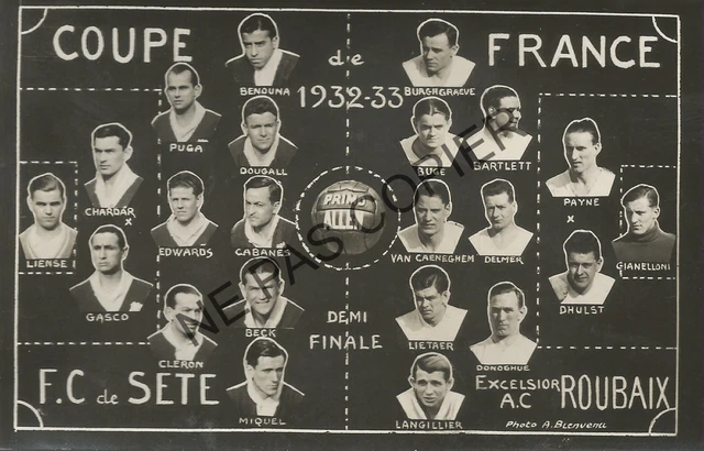 Fanion Football FC Sète / RC Paris – Finale Coupe De France 1929/1930 – Vintage
