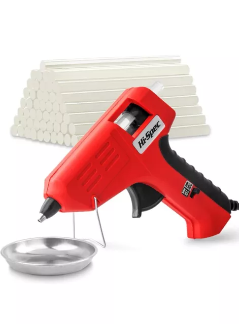 Hi-Spec 51 pz kit pistola mini colla hot fut 10 W. 50 bastoncini e vassoio gocciolamento 100 mm per arte